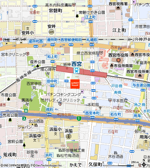 ダイエー阪神西宮店付近の地図